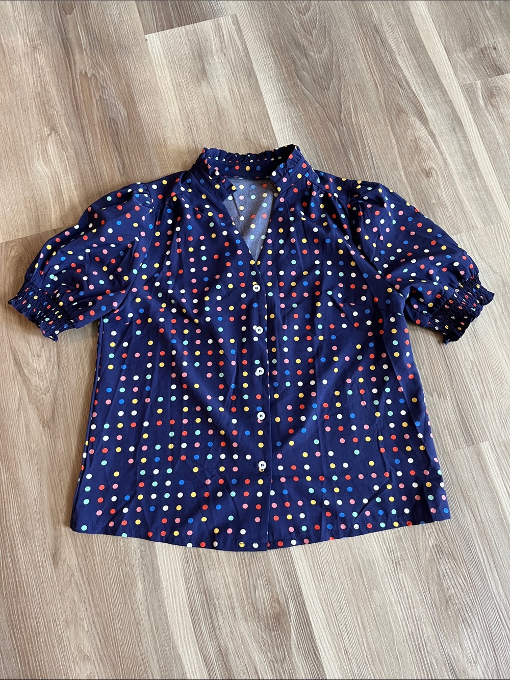 Polka Dot Button-Front Top